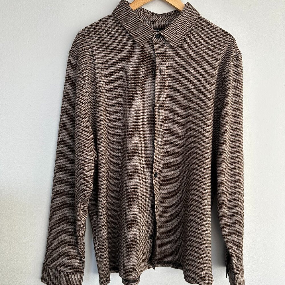 VINCE Houndstooth Cotton-Blend Button-Front Shirt
